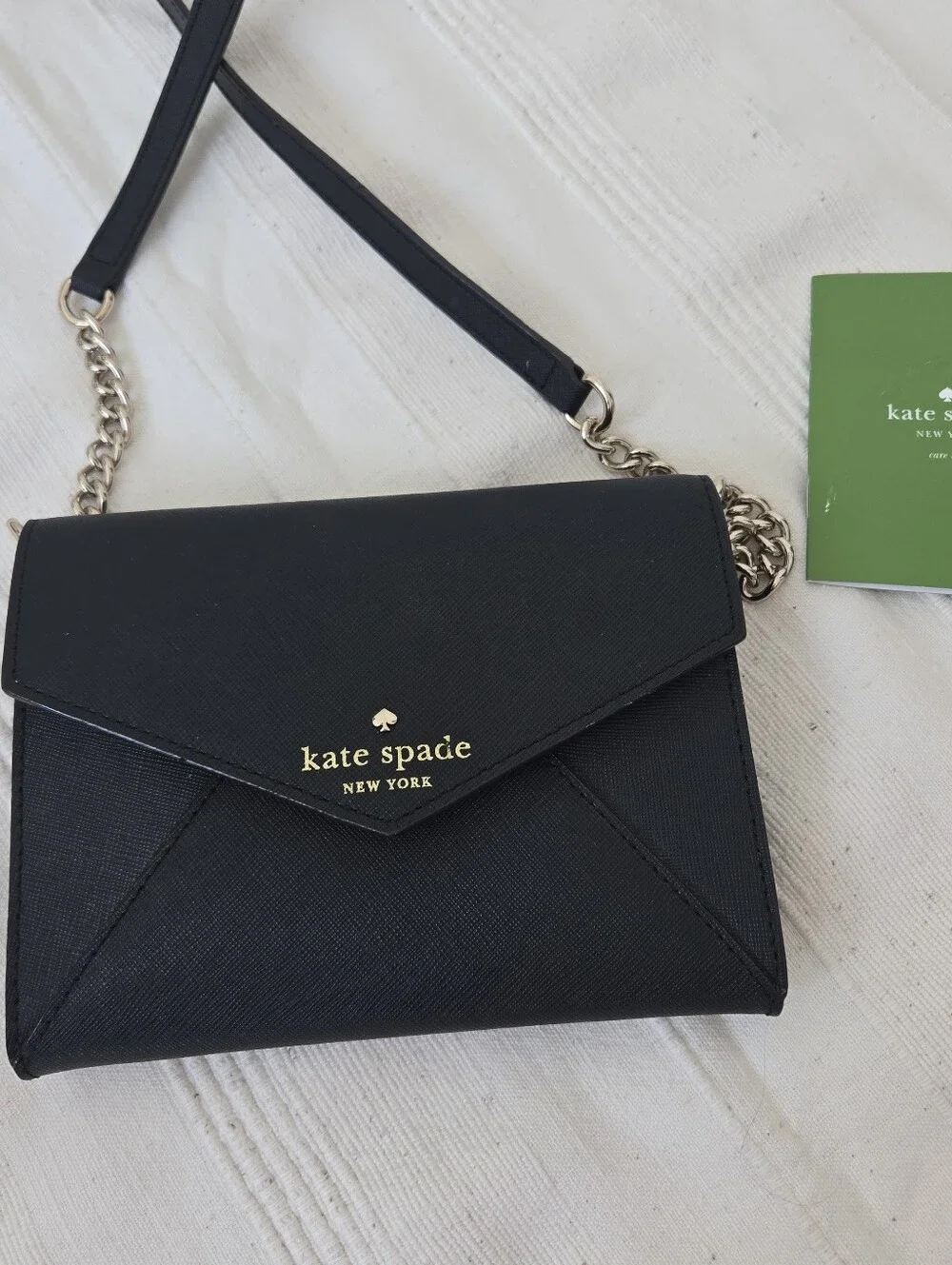Kate Spade Cedar Street Monday Black Crossbody Bag  Walet On Chain Black Leather